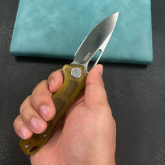 KUBEY KU324H Doris Liner Lock Front Flipper Folding Knife Ultem Handle 3.27" Satin Finish 14C28N