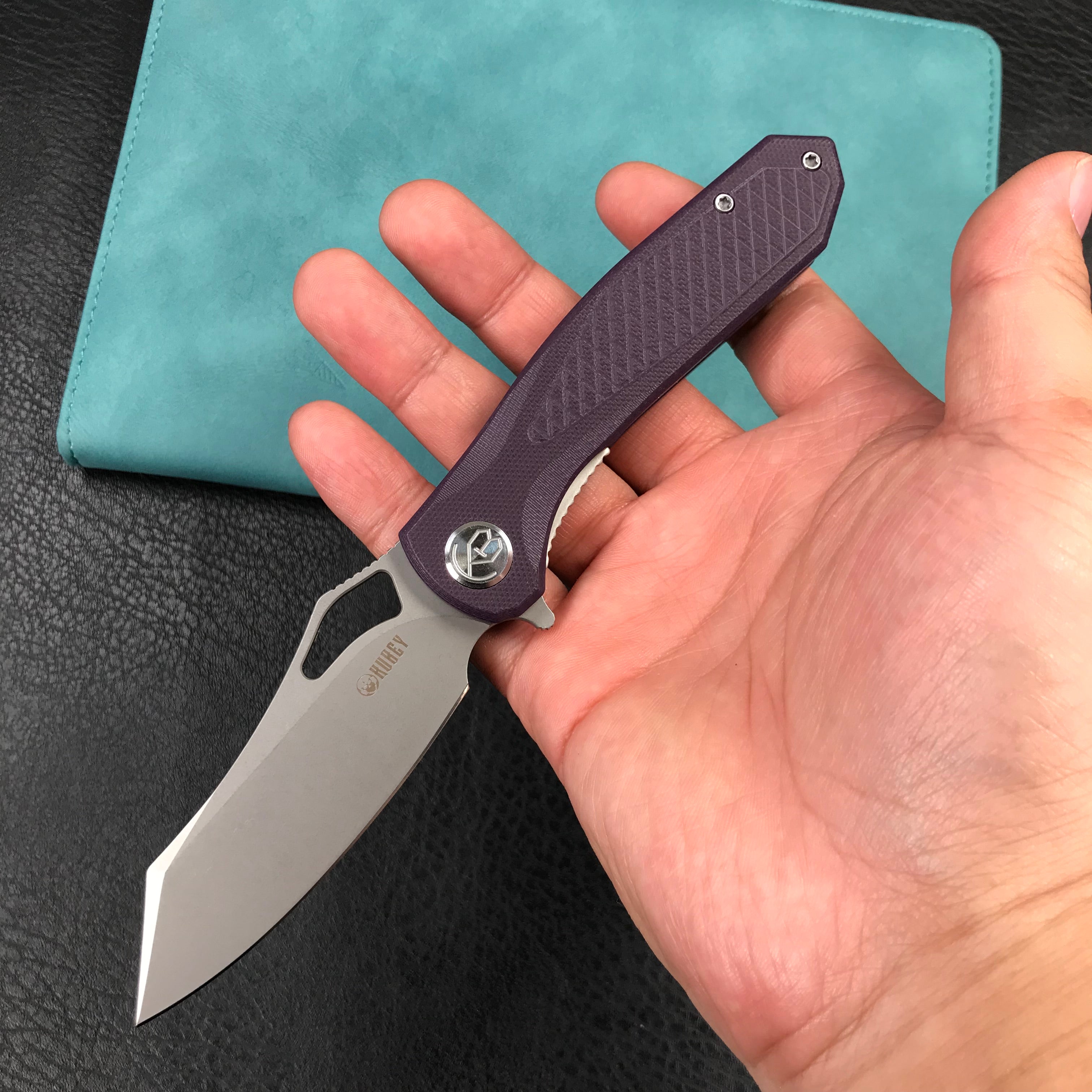 KUBEY KU310  Drake Nest Lliner Lock purple G10 Handle D2 Blade Folding Knife EDC Outdoor