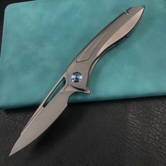 KUBEY KB171J  Velocé Frame Lock Flipper Knife Titanium Handle 3.94'' SandBlast S90V Blade