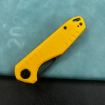 KUBEY knife  KU324G Doris Liner Lock Front Flipper Folding Knife Yellow G10 Handle 3.27" Blackwash Finish 14C28N