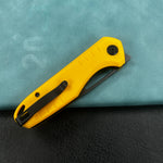 KUBEY knife  KU324G Doris Liner Lock Front Flipper Folding Knife Yellow G10 Handle 3.27" Blackwash Finish 14C28N
