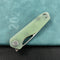 KUBEY KU324F Doris Liner Lock Front Flipper Folding Knife Jade G10 Handle 3.27" Satin Finish 14C28N