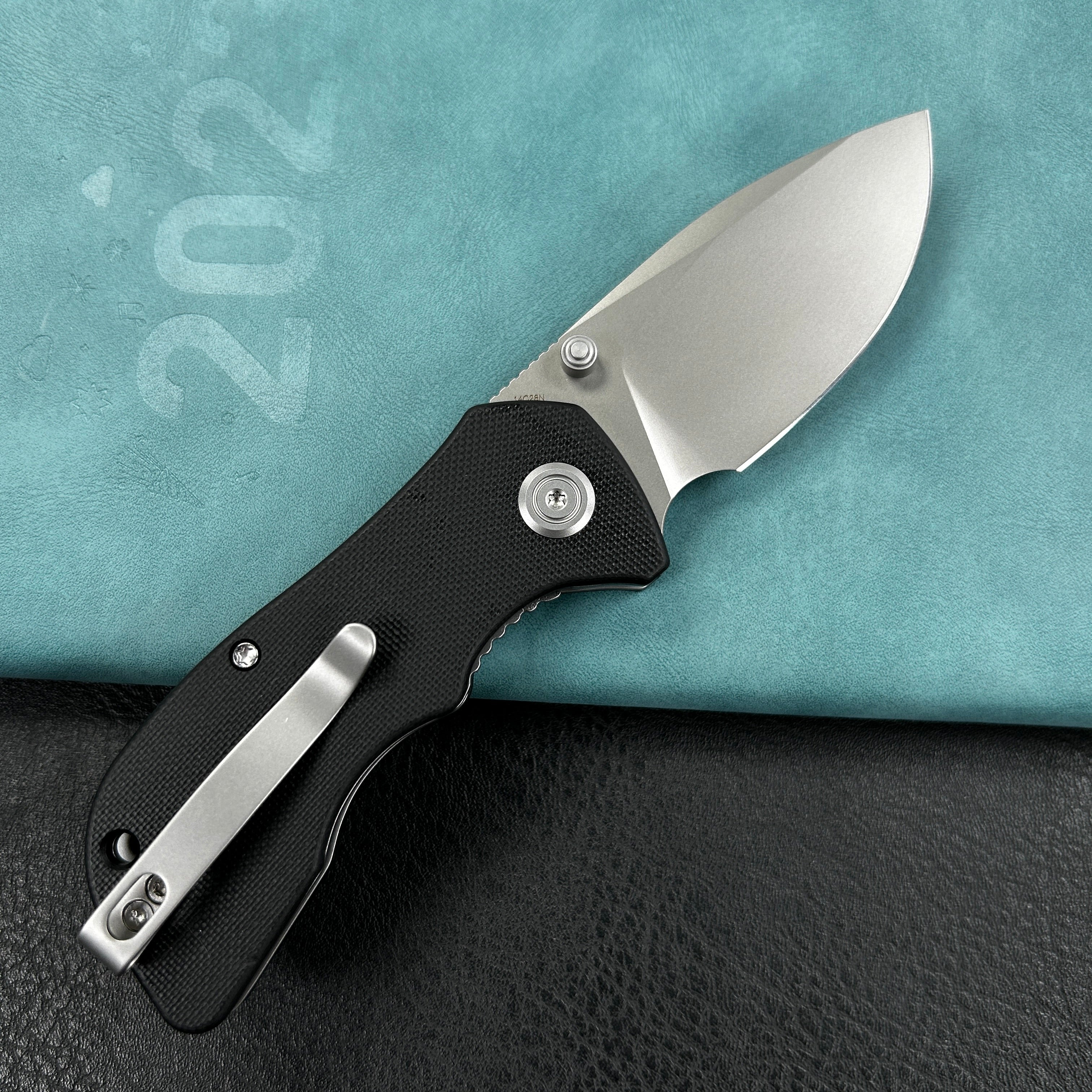 KUBEY  KU180L Karaji Liner Lock Dual Thumb Studs Open Folding Pocket Knife Black G10 Handle 2.56" Beadblast 14C28N