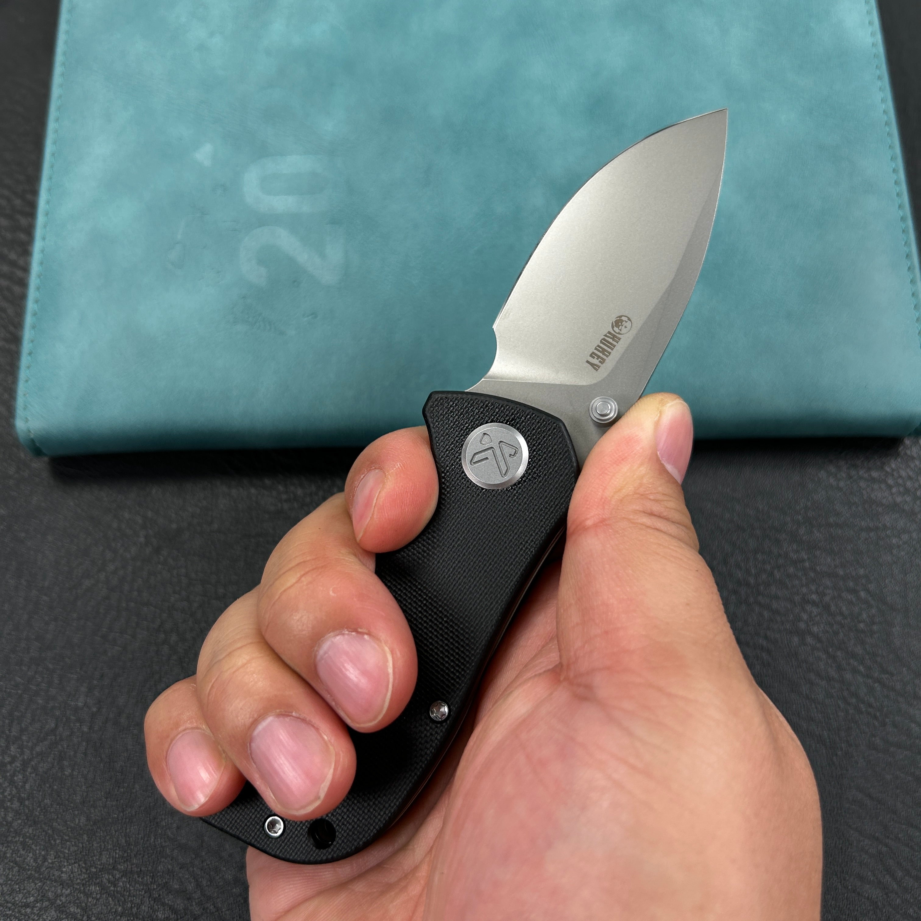 KUBEY  KU180L Karaji Liner Lock Dual Thumb Studs Open Folding Pocket Knife Black G10 Handle 2.56" Beadblast 14C28N