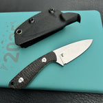 KUBEY knife KU411A Bloom Fixed Blade Knife Black Coarse Micarta Handle 2.60" Beadblast 14C28N Blade