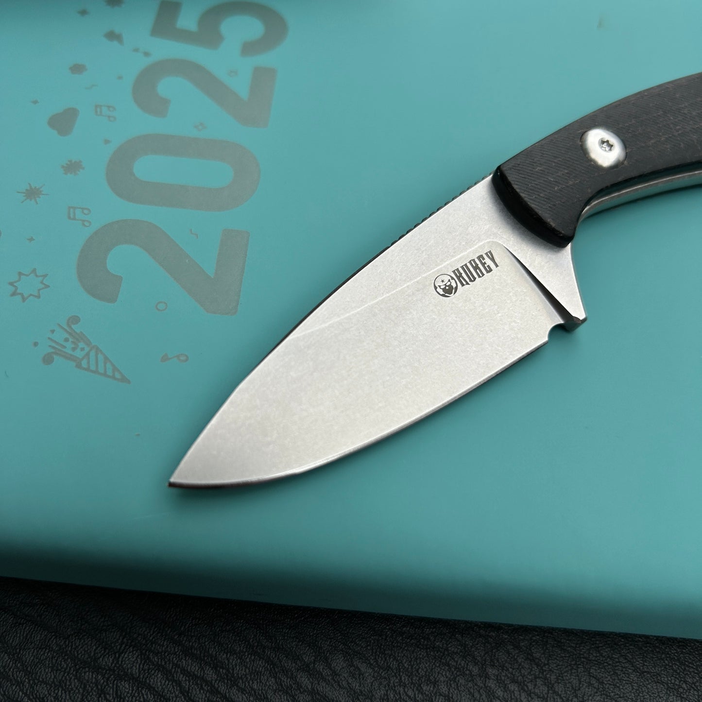 KUBEY KU411A Bloom Fixed Blade Knife Black Coarse Micarta Handle 2.60" Beadblast 14C28N Blade