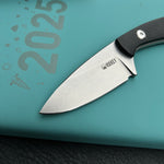 KUBEY knife KU411A Bloom Fixed Blade Knife Black Coarse Micarta Handle 2.60" Beadblast 14C28N Blade