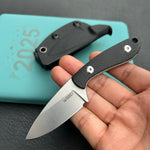 KUBEY knife KU411A Bloom Fixed Blade Knife Black Coarse Micarta Handle 2.60" Beadblast 14C28N Blade