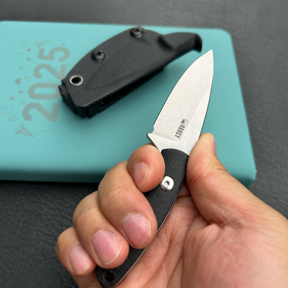 KUBEY KU411A Bloom Fixed Blade Knife Black Coarse Micarta Handle 2.60" Beadblast 14C28N Blade