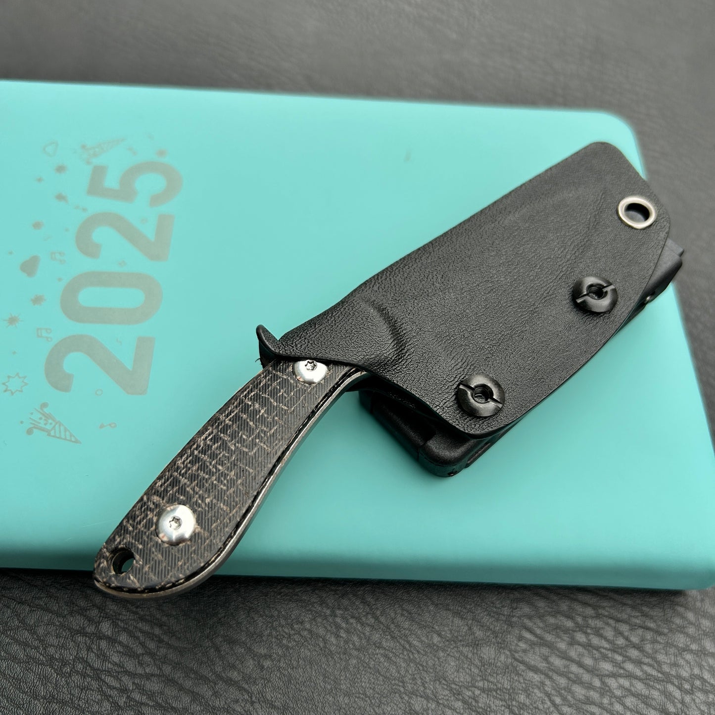 KUBEY KU411A Bloom Fixed Blade Knife Black Coarse Micarta Handle 2.60" Beadblast 14C28N Blade