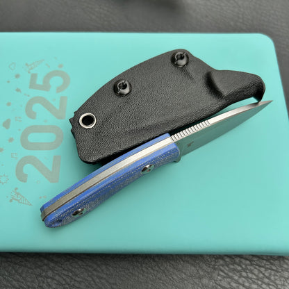 KUBEY KU411B Bloom Fixed Blade Knife Blue Micarta Handle 2.60" Beadblast 14C28N Blade