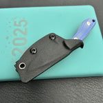 KUBEY knife KU411B Bloom Fixed Blade Knife Blue Micarta Handle 2.60" Beadblast 14C28N Blade