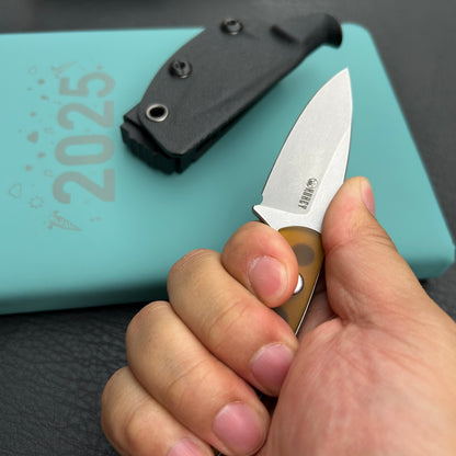 KUBEY  KU411C Bloom Fixed Blade Knife Ultem w/ Diagonal Milling Handle 2.60" Beadblast 14C28N Blade