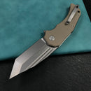 KUBEY KU318C Mikkel Willumsen Design Bravo one Tanto Outdoor Folding Camping Knife Tan G10 Handle 3.39" Bead Blasted AUS-10
