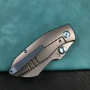 KUBEY KB285F Monsterdog Frame Lock Dual Thumb Studs Folding Knife Titanium Handle 2.95" Bead Blasted M390