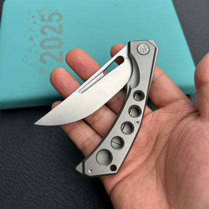 KB Knives KB170A Ishtar Frame Lock Pocket Folding Knife Gray Ti Hanlde 3.54'' Sandblast M390