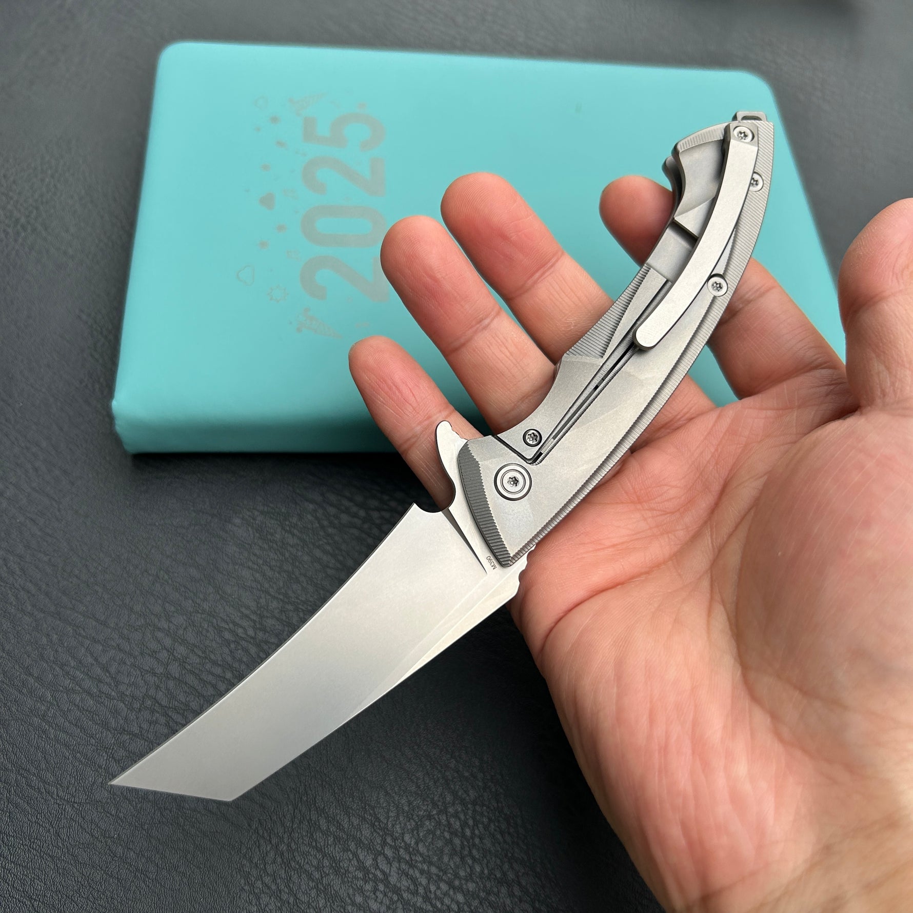 KB KNIVES  KB153A Anteater Frame Lock Pocket Folding Knife Gray Ti Handle 3.43'' Sandblast M390