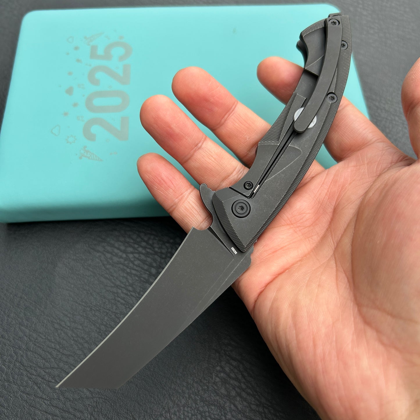 KB Knives KB153C Anteater Frame Lock Pocket Folding Knife Blackwash  Ti Handle 3.43'' Blackwash M390
