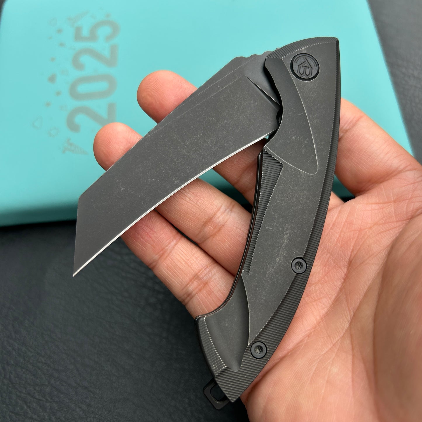 KB Knives KB153C Anteater Frame Lock Pocket Folding Knife Blackwash  Ti Handle 3.43'' Blackwash M390