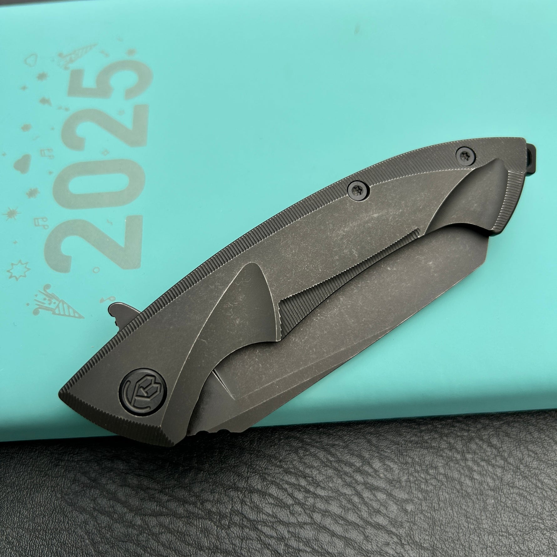 KB KNIVES  KB153C Anteater Frame Lock Pocket Folding Knife Blackwash  Ti Handle 3.43'' Blackwash M390
