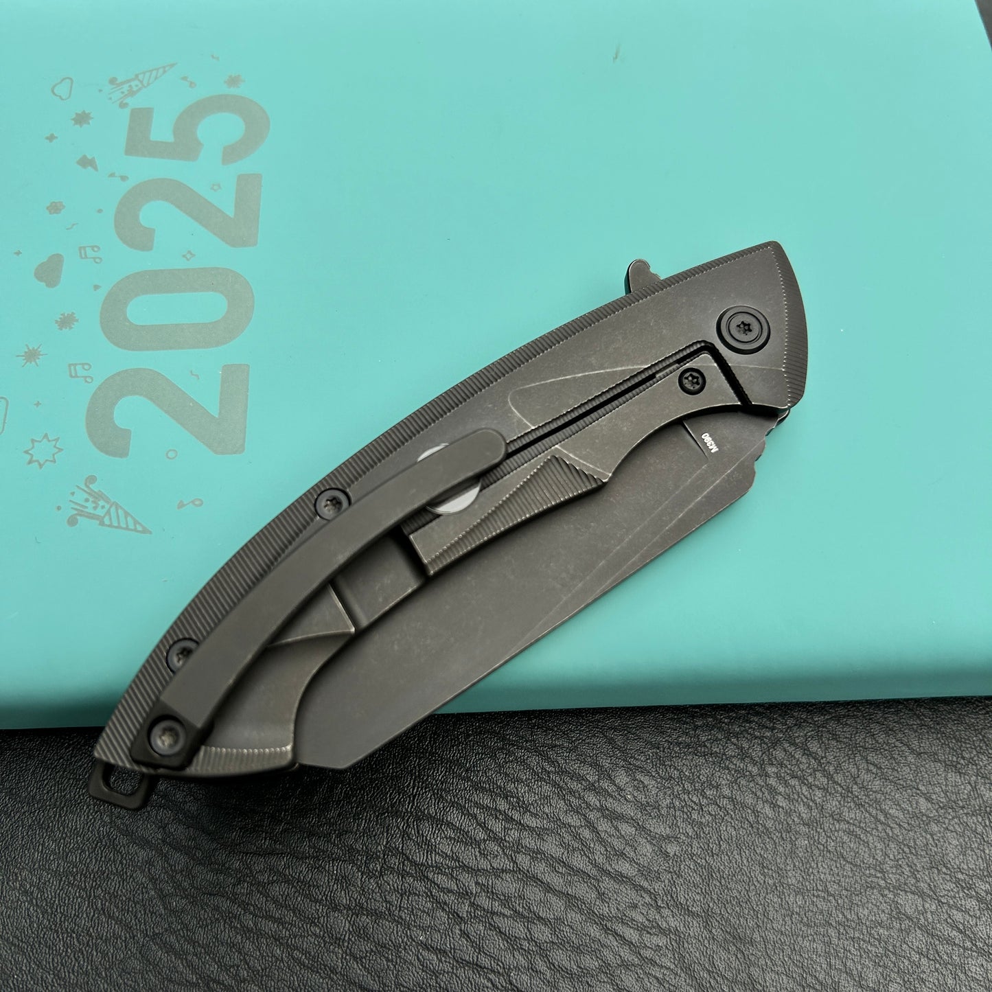 KB Knives KB153C Anteater Frame Lock Pocket Folding Knife Blackwash  Ti Handle 3.43'' Blackwash M390