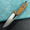KUBEY KB291V Vagrant Liner Lock Folding Knife Tan Micarta Handle 3.1" Sandblast M390