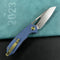 KUBEY KB291U Vagrant Liner Lock Folding Knife Blue Micarta Handle 3.1" Sandblast M390