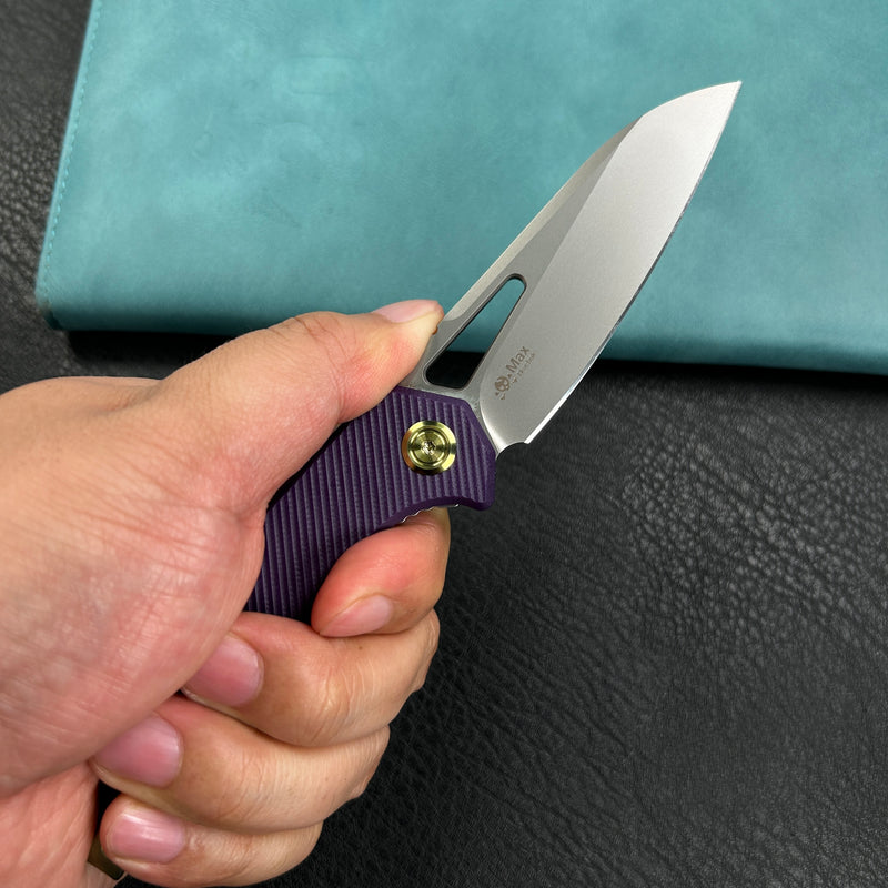 KUBEY KB291S Vagrant Liner Lock Folding Knife Purple G10 Handle 3.1" Sandblast M390