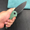 KUBEY KU319C Mikkel Willumsen Design Bravo one Drop Point Outdoor Folding Camping Knife Jade G10 Handle 3.39" Blackwash AUS-10