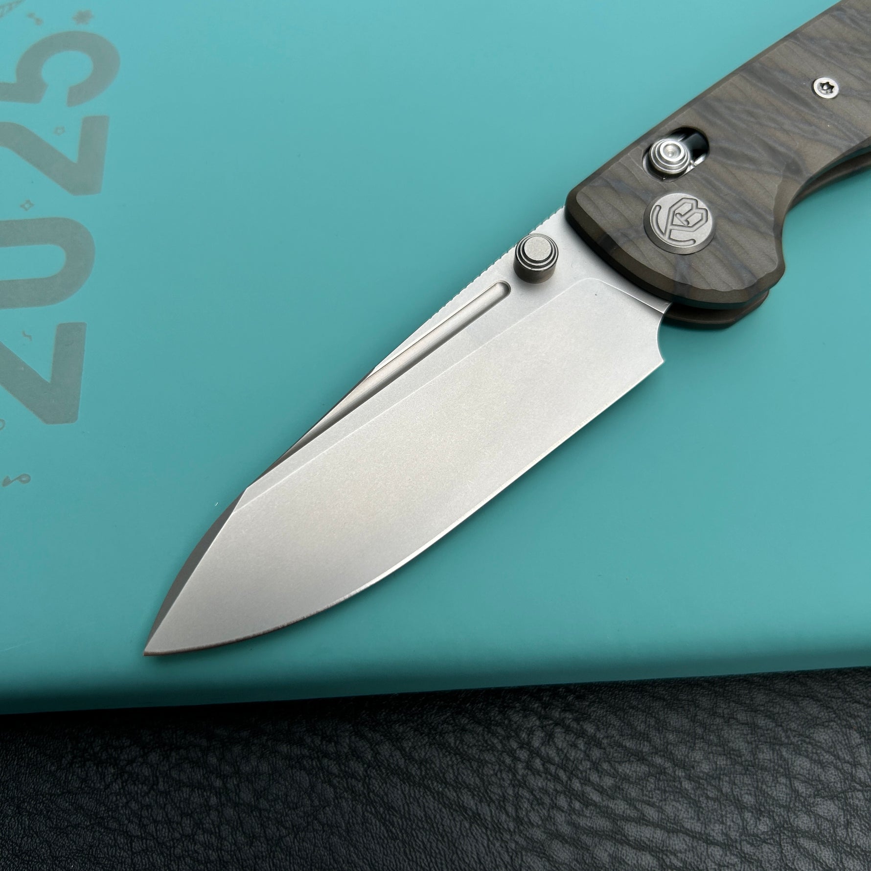 KB KNIVES KB383G Bluff Crossbar Folding Knife Flame  Titanium Handle 3.19" Beadblast blade M390