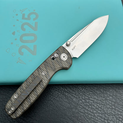 KB KNIVES KB383G Bluff Crossbar Folding Knife Flame  Titanium Handle 3.19" Beadblast blade M390