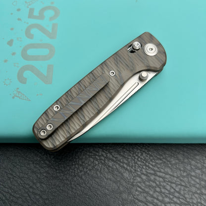 KB KNIVES KB383G Bluff Crossbar Folding Knife Flame  Titanium Handle 3.19" Beadblast blade M390