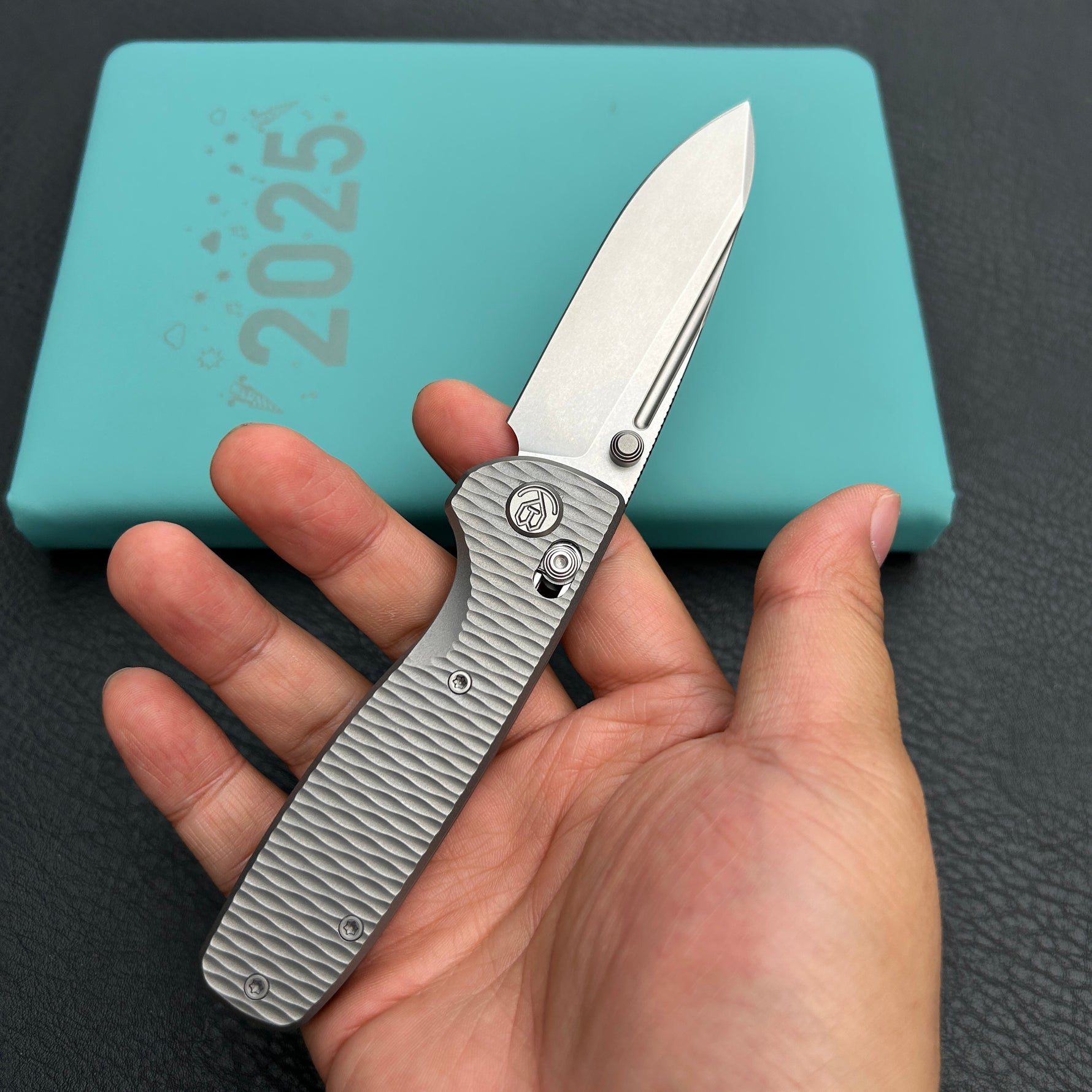 KB KNIVES KB383F Bluff Axis lock Folding Knife Gray Titanium Handle 3.19" Gray M390 Blade