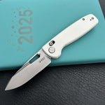 KUBEY knife  KU248G Bluff Axis lock Everyday Carry Folding Knife White G10 Handle 3.19" Sandblast 14C28N