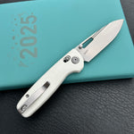KUBEY knife  KU248G Bluff Axis lock Everyday Carry Folding Knife White G10 Handle 3.19" Sandblast 14C28N