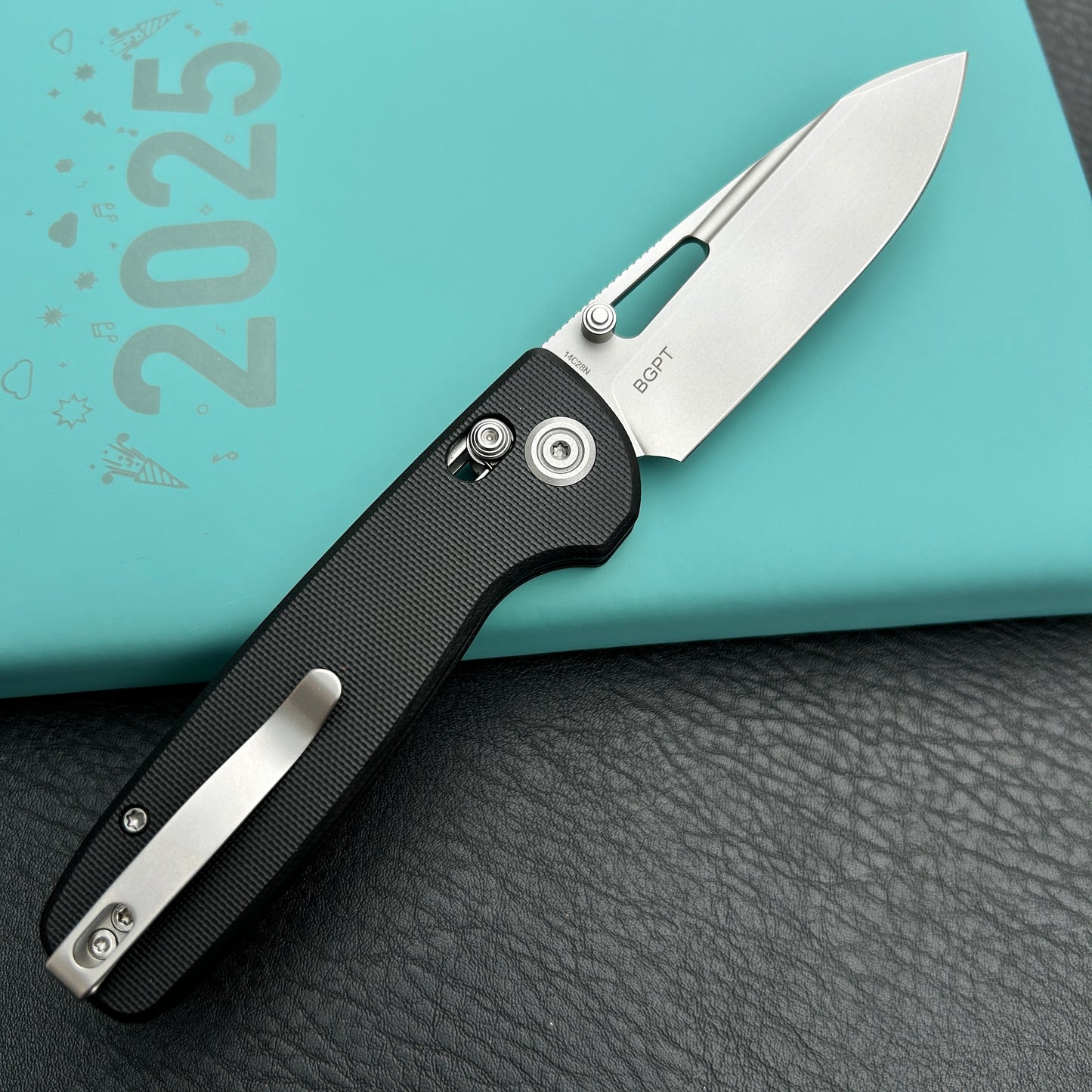 Kubey KU248F Bluff Axis lock Everyday Carry Folding Knife Black G10 Handle 3.19" Sandblast 14C28N