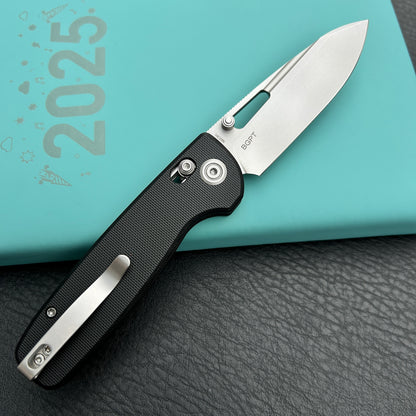 Kubey KU248F Bluff Axis lock Everyday Carry Folding Knife Black G10 Handle 3.19" Sandblast 14C28N