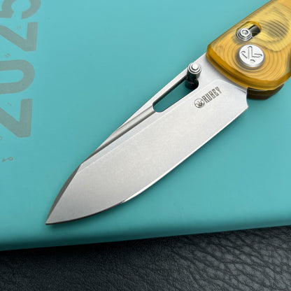 Kubey KU248E Bluff Axis lock Everyday Carry Folding Knife Ultem Handle 3.19" Sandblast 14C28N