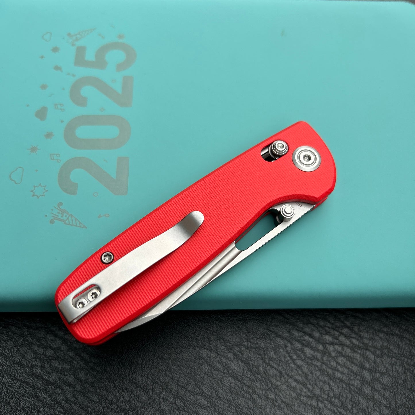 Kubey KU248H Bluff Axis lock Everyday Carry Folding Knife Red G10 Handle 3.19" Sandblast 14C28N