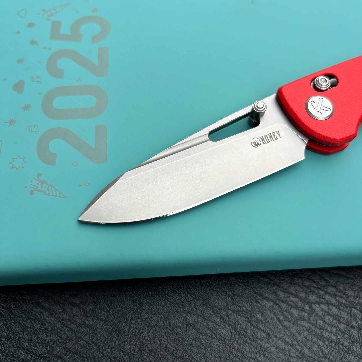Kubey KU248H Bluff Axis lock Everyday Carry Folding Knife Red G10 Handle 3.19" Sandblast 14C28N