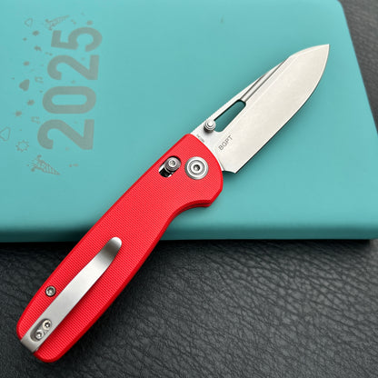 Kubey KU248H Bluff Axis lock Everyday Carry Folding Knife Red G10 Handle 3.19" Sandblast 14C28N