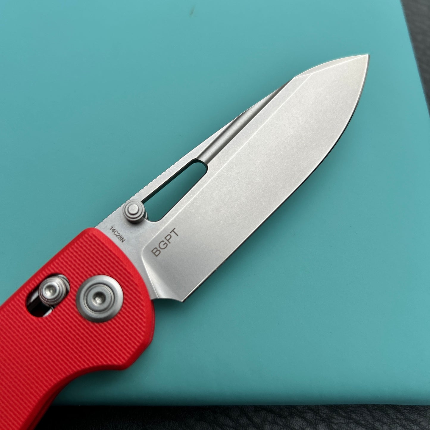 Kubey KU248H Bluff Axis lock Everyday Carry Folding Knife Red G10 Handle 3.19" Sandblast 14C28N