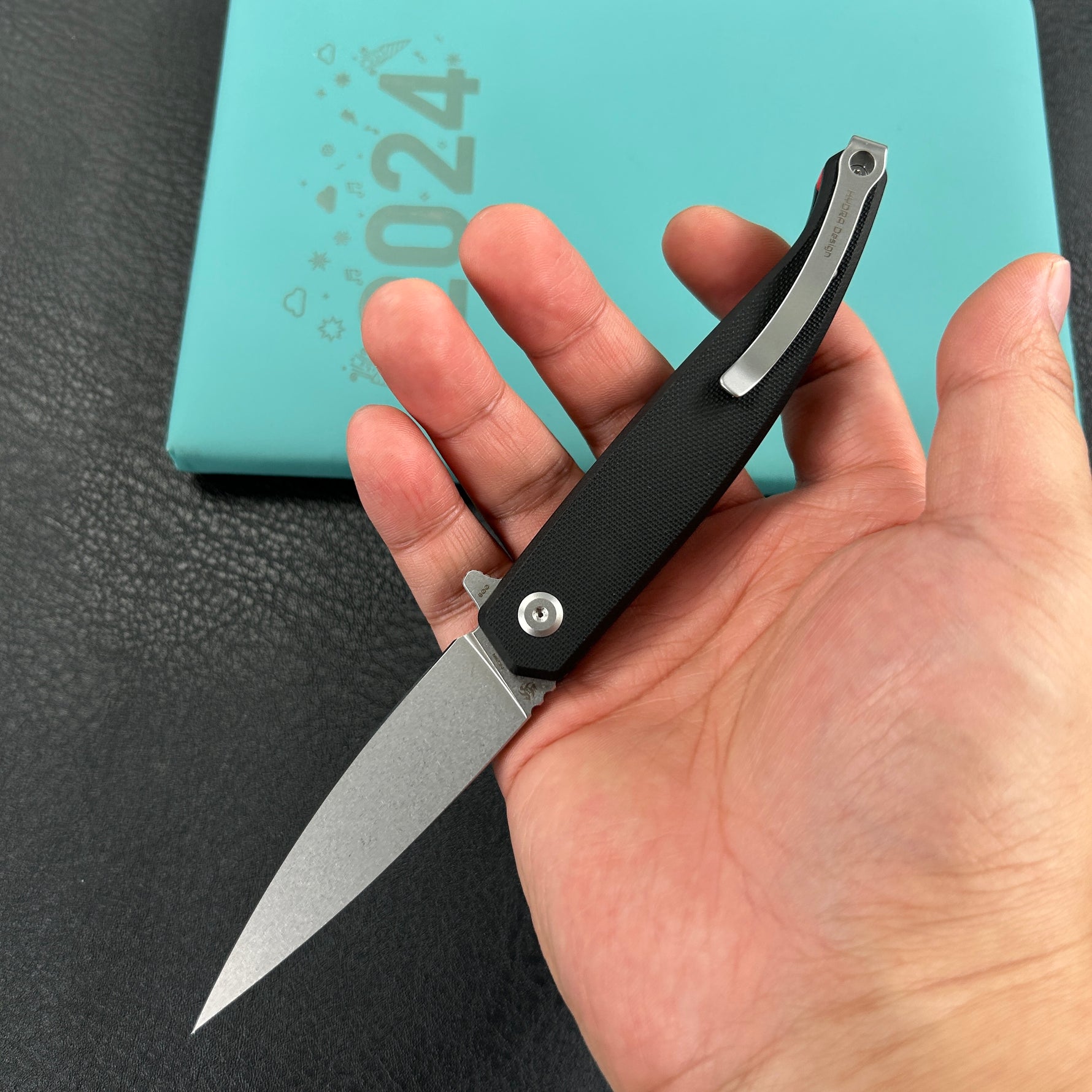 KUBEY knife KU361A MOS Hydra Design Outdoor Flipper Folding Knife Black G-10 Handle 3.27" Stonewash 14C28N Blade