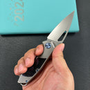 KB Knives KB286A Coeus Outdoor Folding Knife Grey Titanium with Timascus Inlays 3.11" Stonewash