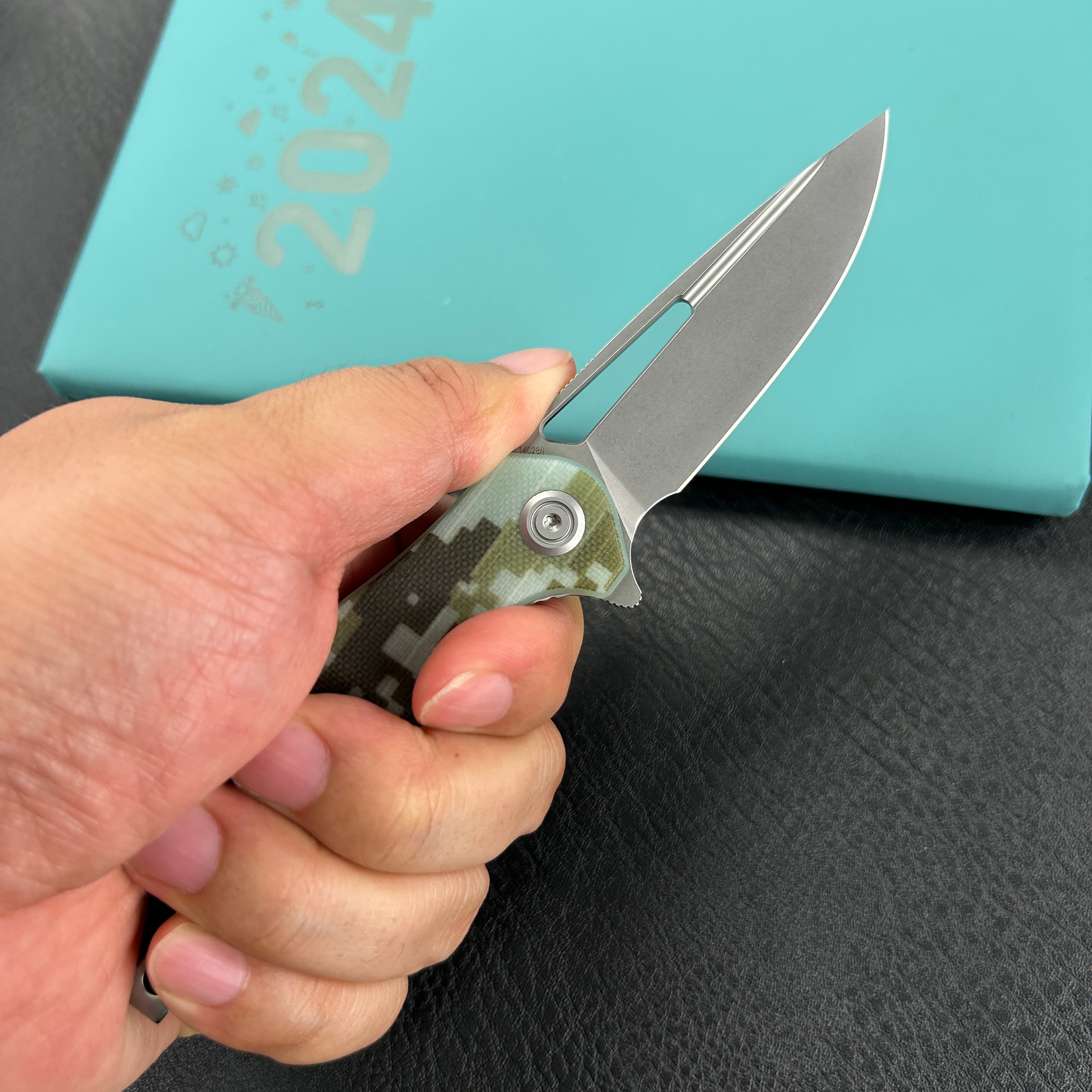 KUBEY KU210H Dugu Liner Lock Folding Knife Camo G10 Handle 2.91'' Beadblast 14C28N Blade