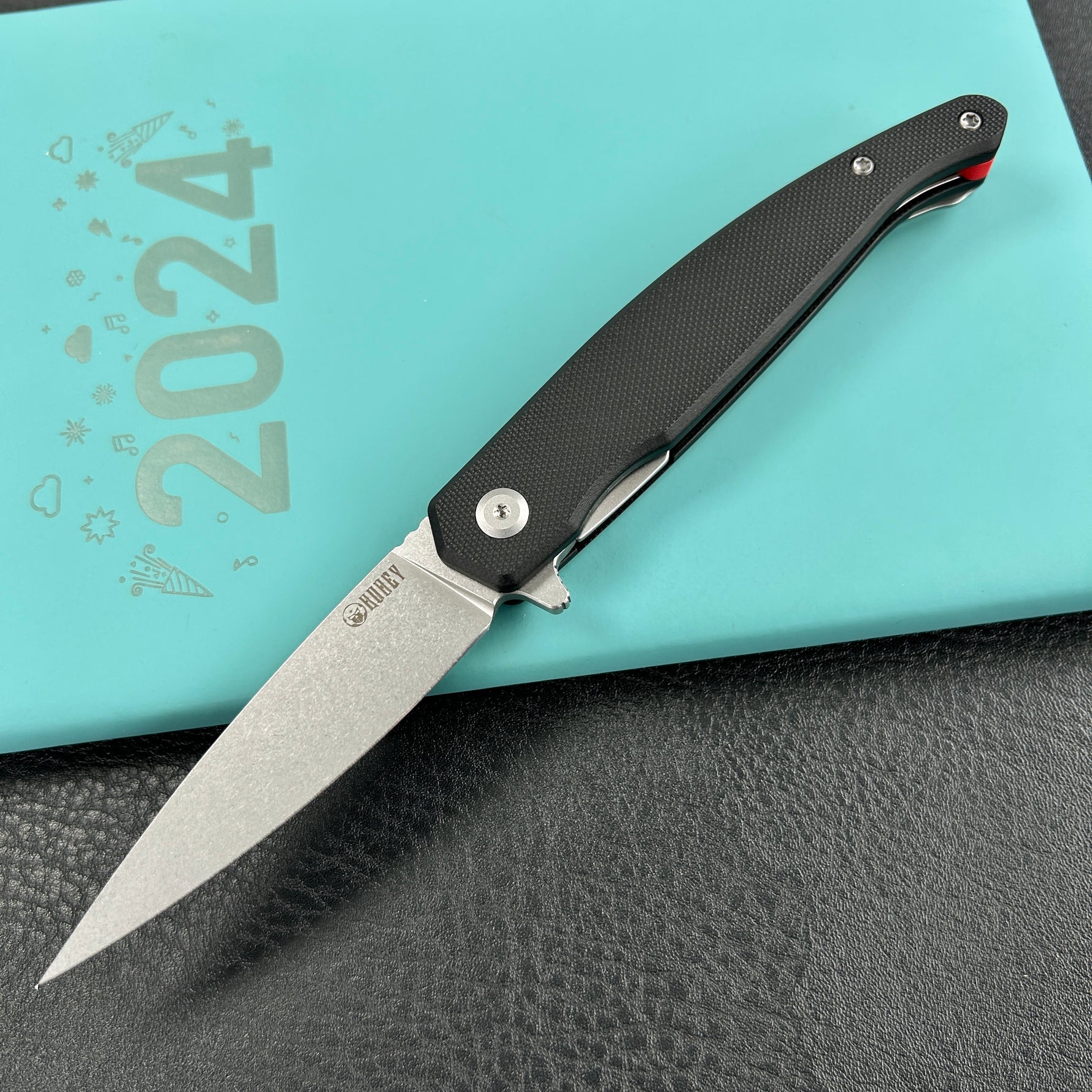 KUBEY knife KU361A MOS Hydra Design Outdoor Flipper Folding Knife Black G-10 Handle 3.27" Stonewash 14C28N Blade