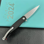 KUBEY knife KU361A MOS Hydra Design Outdoor Flipper Folding Knife Black G-10 Handle 3.27" Stonewash 14C28N Blade