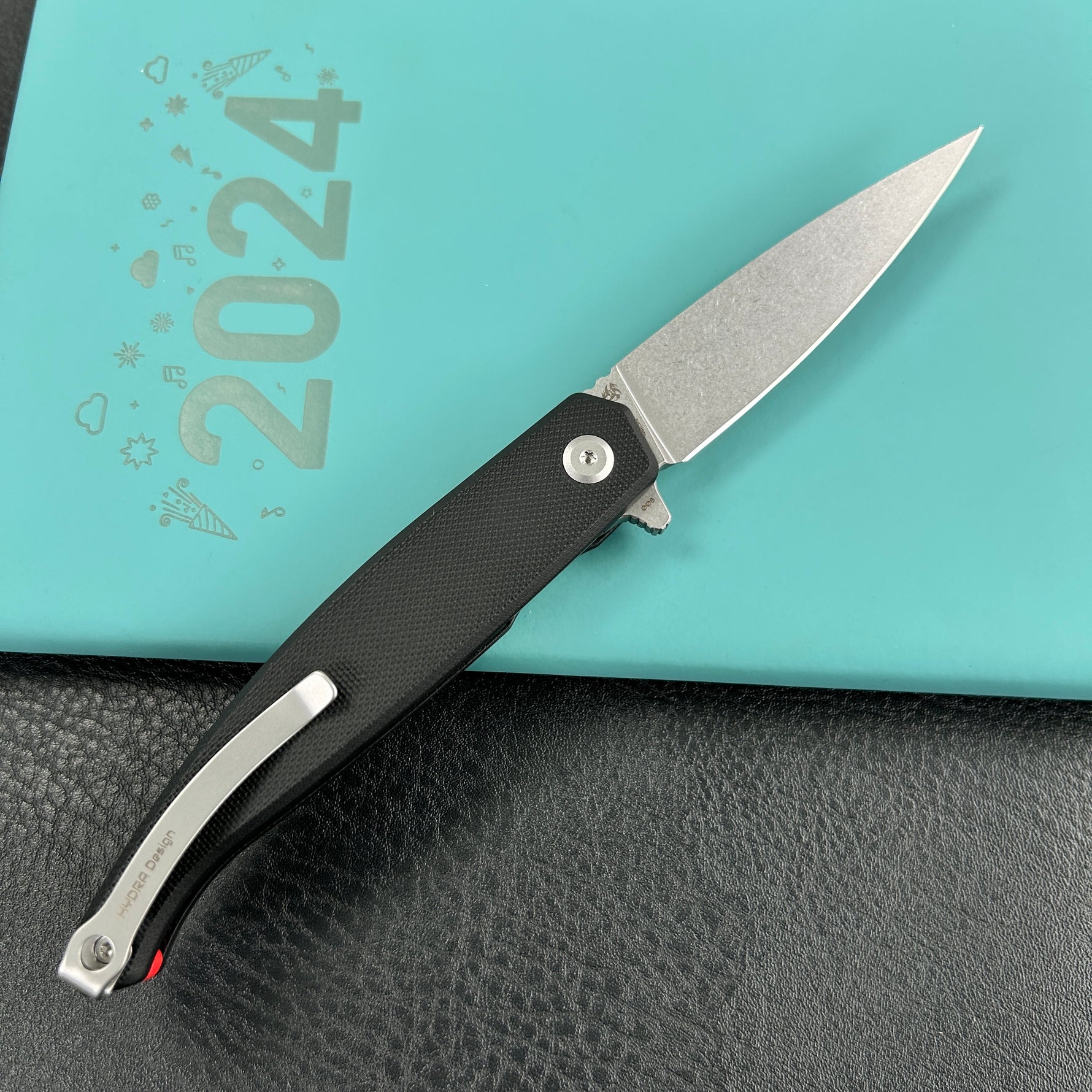 KUBEY knife KU361A MOS Hydra Design Outdoor Flipper Folding Knife Black G-10 Handle 3.27" Stonewash 14C28N Blade
