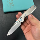 KB Knives KB383C Bluff Axis lock Folding Knife Raw Titanium Handle 3.19" Stonewash  CPM S35VN