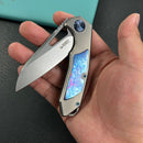 KB knives KB284H Vagrant Frame Lock Folding Pocket Knife Gray Titanium Handle 2.95" Bead Blasted CPM-S35VN